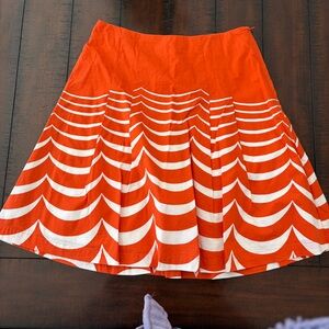 Boden Orange and White A-Line Skirt